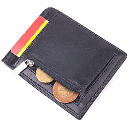 Мужской зажим из натуральной гладкой кожи KARYA 21414 Черный