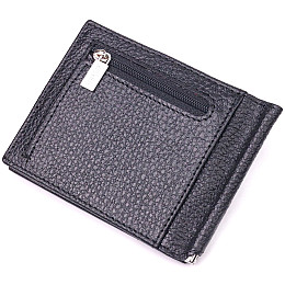 Мужской зажим из натуральной зернистой кожи KARYA 21419 Черный