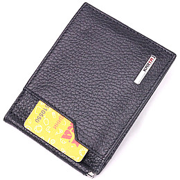 Мужской зажим из натуральной зернистой кожи KARYA 21419 Черный