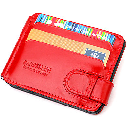 Жіночий зажим для грошей з натуральної гладкої шкіри CANPELLINI 21938 Червоний