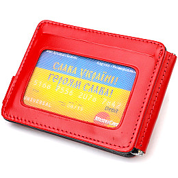 Жіночий зажим для грошей з натуральної гладкої шкіри CANPELLINI 21938 Червоний