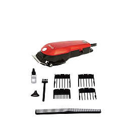 Машинка проводна для стрижки волосся з регулюванням довжини та насадками Gemei GM-1005 Red