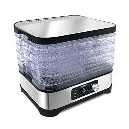 Сушилка для грибів фруктів овочів м'яса трав YOER VitaSave FD01S 450 Вт 5 рівнів Сріблясто-чорна