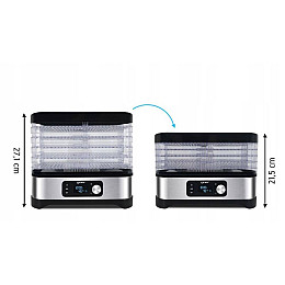 Сушилка для грибів фруктів овочів м'яса трав YOER VitaSave FD01S 450 Вт 5 рівнів Сріблясто-чорна