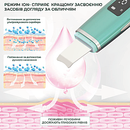 Ультразвуковой скрабер для лица Ultrasonic PL-C01 с двусторонней силиконовой насадкой Зеленый