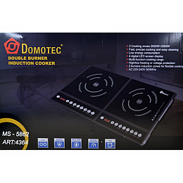 Настольная плита индукционная Domotec MS-5862 2 конфорки 4000W Black (2_009615)