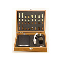 Набор с шахматами в дереве - фляга, стопки,штопор, рюмки OPT-TOP (1756374553)