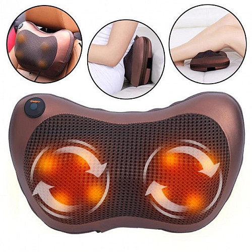 Массажная подушка в автомобиль MASSAGE pillow для спины и шеи с инфракрасным подогревом MS (1756374572)