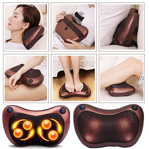 Массажная подушка в автомобиль MASSAGE pillow для спины и шеи с инфракрасным подогревом MS (1756374572)