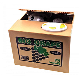 Детский игрушечный сейф копилка UKC 8805 Воришка монет в коробке Big Grape Кошка (1892785563)