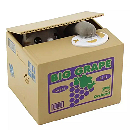 Детский игрушечный сейф копилка UKC 8805 Воришка монет в коробке Big Grape Кошка (1892785563)