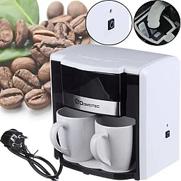 Кофеварка капельная Domotec MS-0706 на 2 чашки + мерная ложка 500В белая (2087381076)