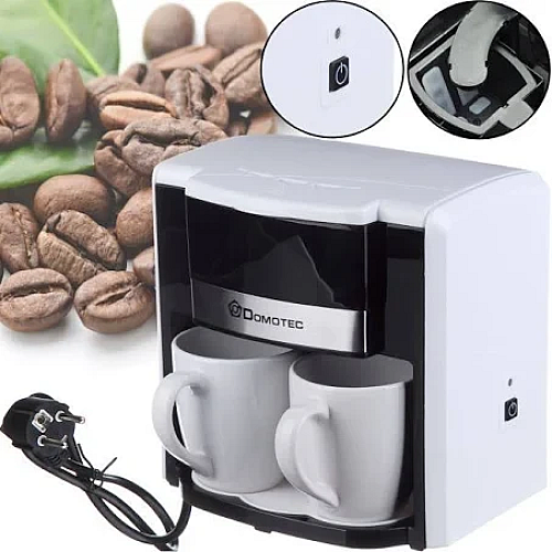 Кофеварка капельная Domotec MS-0706 на 2 чашки + мерная ложка 500В белая (2087381076)