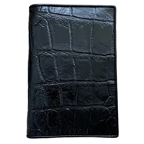 Обложка на паспорт из натуральной кожи крокодила Ekzotic Leather черная (cp 01)