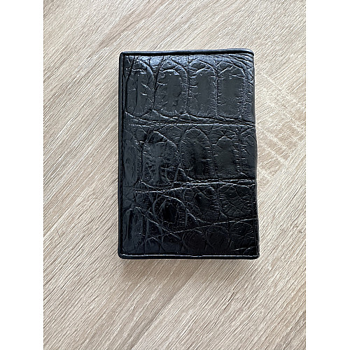 Обложка на паспорт из натуральной кожи крокодила Ekzotic Leather черная (cp 01)