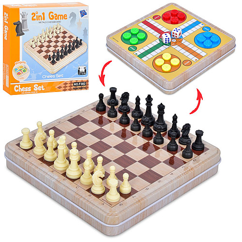 Шахматы магнитные 2 в 1 Bambi F382 с игрой Лудо