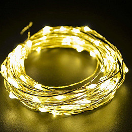 Светодиодная гирлянда Led LTL Капля росы длина 10 м 100 ламп Желтая на батарейках