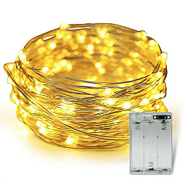 Світлодіодна гірлянда Led LTL Крапля роси довжина 10 м 100 ламп Жовта на батарейках