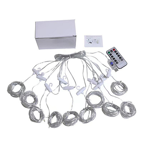 Гирлянда штора от USB от павербанка Большие капли росы 3х3 м 300 led white c пультом