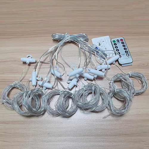 Гирлянда штора от USB от павербанка Большие капли росы 3х3 м 300 led white c пультом