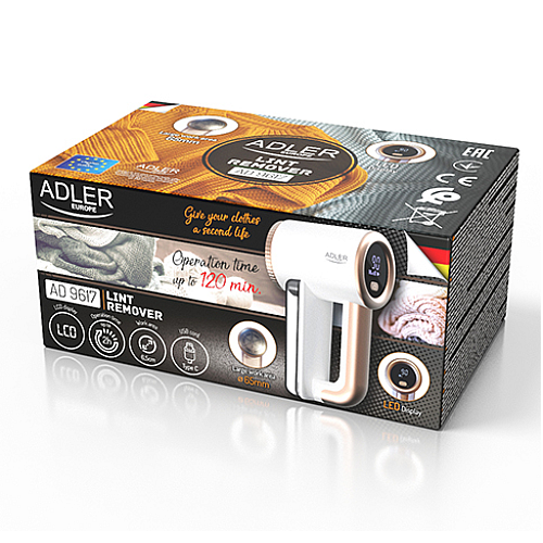 Машинка для удаления катышек Adler AD 9617 LCD 6 лезвий 5 Вт белый