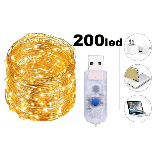 Гірлянда LT 100 led нитка довжина 10 м з USB для 5v powerbank