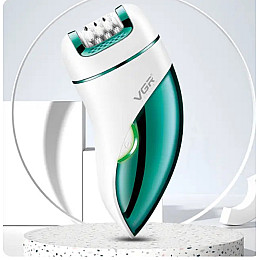 Женский аккумуляторный эпилятор с триммером и пемзой VGR V-731 3в1 Green