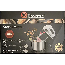 Миксер кухонный стационарный с металлической чашей Domotec MS-6637W 2L 250W