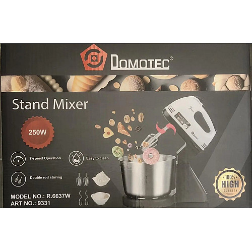 Міксер кухонний стаціонарний з металевою чашею Domotec MS-6637W 2L 250W