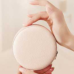 Шкатулка Casegrace SP-1257 Рожева для прикрас та ювелірних виробів портативна кругла 11*11*5 см