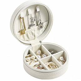 Шкатулка Casegrace SP-1257 White для прикрас і ювелірних виробів портативна кругла 11*11*5 см