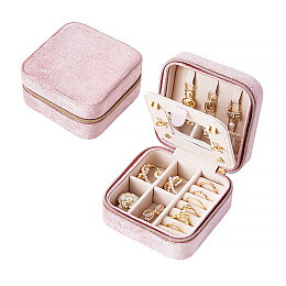 Шкатулка Casegrace SP-01280 Рожева для прикрас портативна замшевий з дзеркалом і блискавкою (12401-74208)