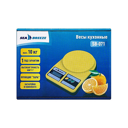 Весы кухонные электронные SeaBreeze SB-071 до 10 кг Желтый