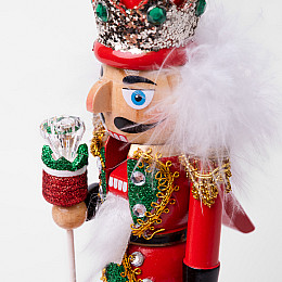 Фигурка декоративная Novogod'ko Щелкунчик 25см дерево красно-зеленый (974681)