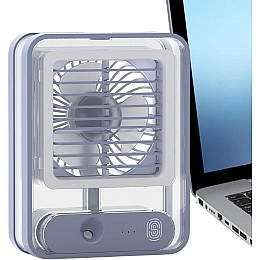 Міні кондиціонер акумуляторний від USB Transparent Spray Light Fan (UKC-01)