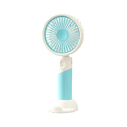 Вентилятор ручний акумуляторний з підставкою для телефону Mini Fan ZB100 Голубий з білим