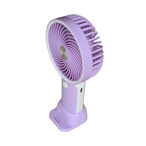 Вентилятор ручной аккумуляторный с подставкой для телефона Mini Fan HX09-1 Сиреневый с белым