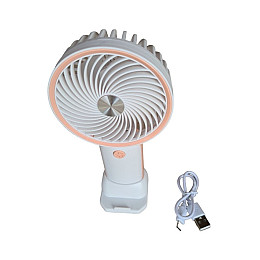 Вентилятор ручной аккумуляторный с подставкой для телефона Mini Fan HX09-1 Белый с персиковым