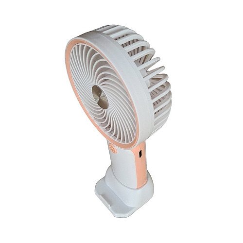 Вентилятор ручной аккумуляторный с подставкой для телефона Mini Fan HX09-1 Белый с персиковым