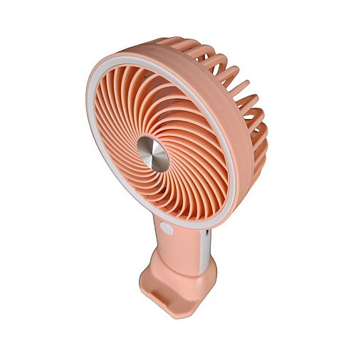 Вентилятор ручной аккумуляторный с подставкой для телефона Mini Fan HX09-1 Персиковый с белым