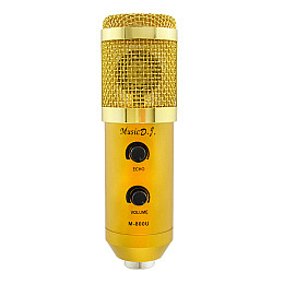 Мікрофон студійний RIAS M800U зі стійкою та вітрозахистом Gold (np2_00233)