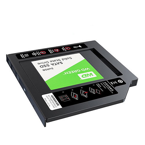 Карман-адаптер Ugreen CM322 9.5мм для подключения 2.5" HDD/SSD SATA 3.0 в ноутбук 70657