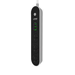 Удлинитель сетевой Ldnio SC3301, 3USB, 3 розетки, 1.6м, черный
