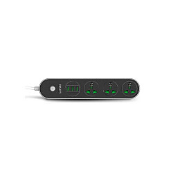 Сетевий фільтр LDNIO SС3301, 3 Розетки + 3 USB, 2 М, Перетин 3х0,75мм