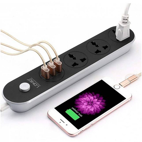 Сетевой фильтр LDNIO SС3301, 3 Розетки + 3 USB, 2 М, Сечение 3х0,75мм