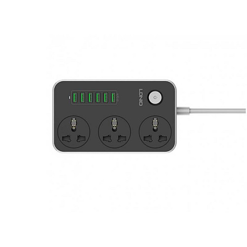 Сетевой фильтр LDNIO SE3604, 6USB, 3 розетки, 1.6м