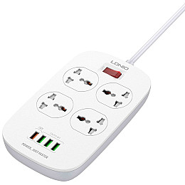 Удлинитель сетевой Ldnio SC4407 4USB 3 розетки 2 м белый
