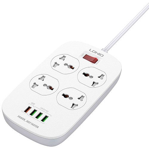 Удлинитель сетевой Ldnio SC4407 4USB 3 розетки 2 м белый