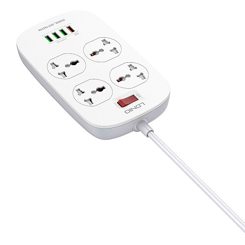 Удлинитель сетевой Ldnio SC4407 4USB 3 розетки 2 м белый