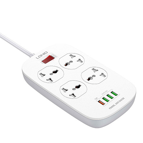 Удлинитель сетевой Ldnio SC4407 4USB 3 розетки 2 м белый